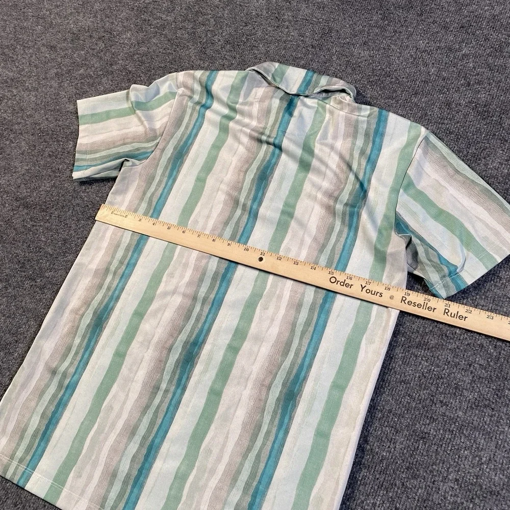 Shore Brand Mens S Golf Casual Stretch Polo Shirt Vertical Striped Made in USA